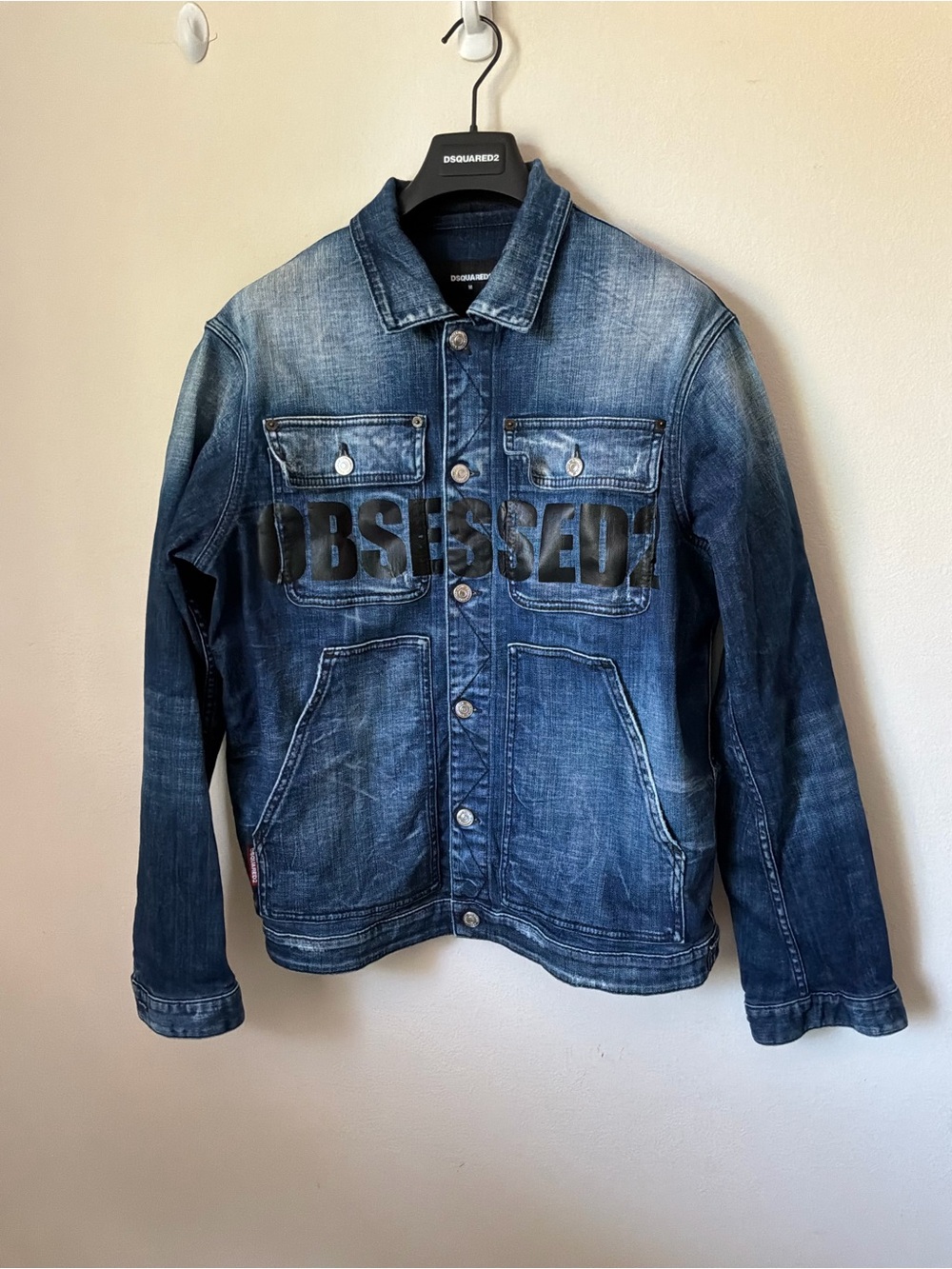 DSQUARED2 Blue Denim 'OBSESSED' Patch Jacket